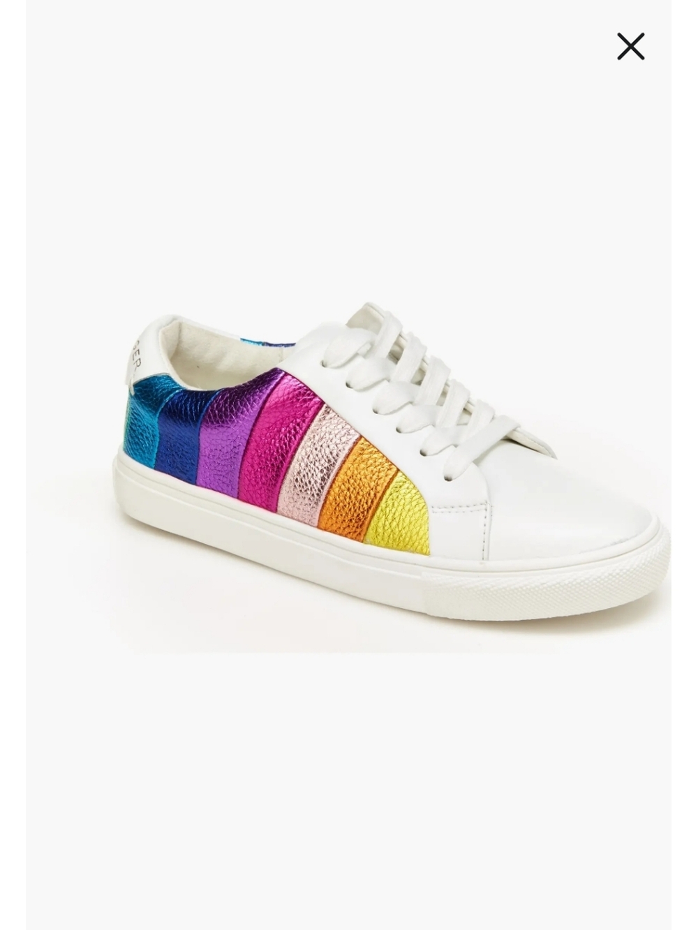Kurt Geiger Kids White Sneakers with Rainbow Metallic Stripes